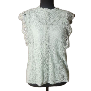 Cable & Gauge Mint Green Lace Sleeveless Blouse